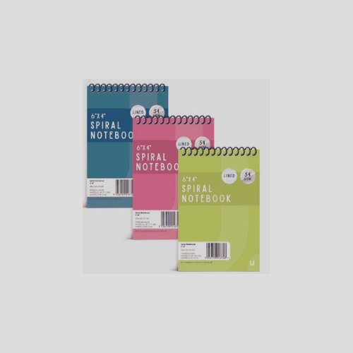 Spiral Notebook Pack of 3 – 6" x 4", 40 Sheets (80 Pages), 14.5 x 10.5 x 1cm