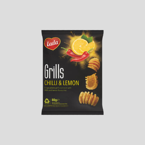 Laila Chilli & Lemon Grills - 80G of Zesty, Spicy Crunch