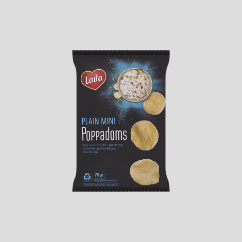 Laila Plain Mini Poppadoms - 75G of Classic Crunch