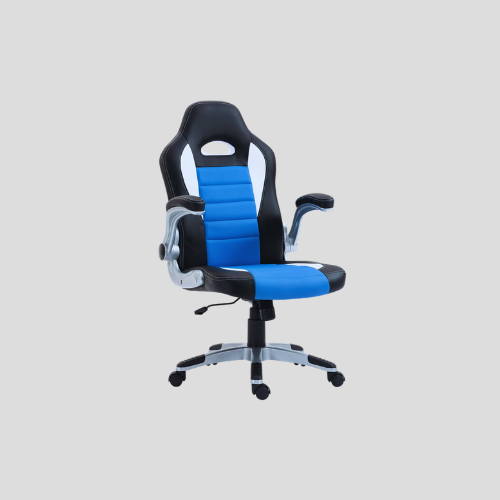 Blue PU Leather Gaming & Office Chair - Adjustable Swivel Chair with Tilt Function - Only £74.99