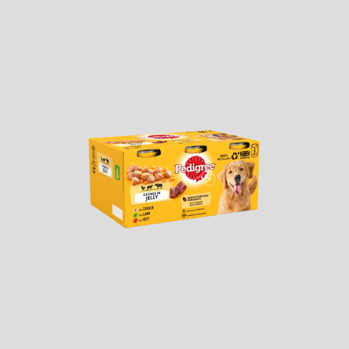 Pedigree Adult Wet Dog Food Tins Mixed in Jelly 6 x 385g - Tasty & Nutritious Meals for Your Dog