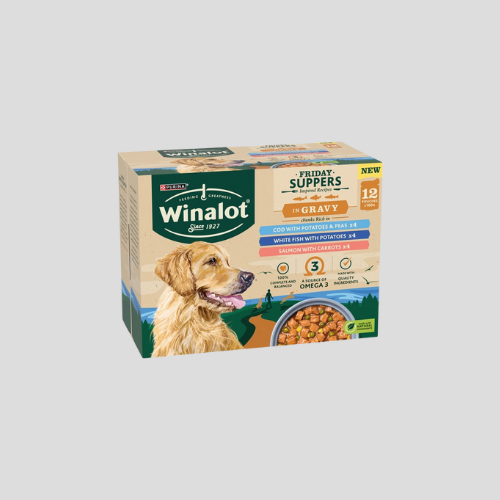 Winalot Friday Suppers Chunks in Gravy Fish Wet Dog Food 12x100g - Savory Fish Meal for Dogs