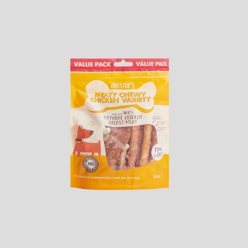 Chesters Meaty Chewy Chicken Variety 320g – 100% Natural, Low-Fat Dog Treats