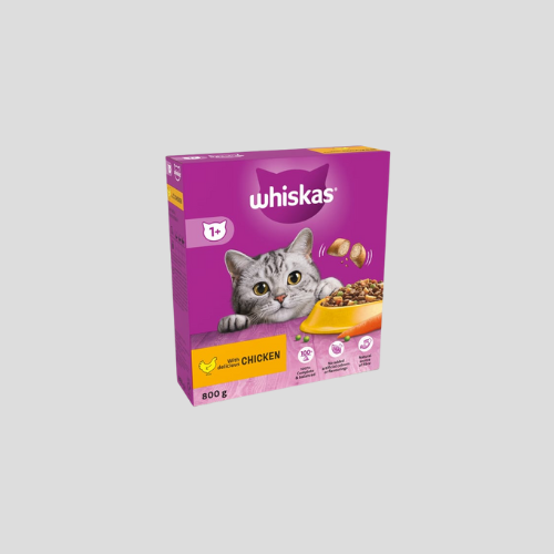 Whiskas 1+ Adult Dry Cat Food: Chicken Flavor 800g