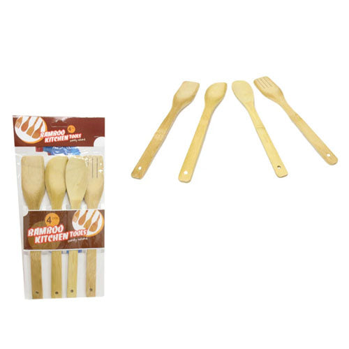 Wooden Baking Cooking Spoon Set Bamboo Kitchen Tools 4 Pack 29cm 5855 (Large Letter Rate)