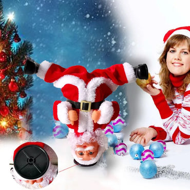 Electric Head Inverted Rotating Santa Claus Christmas Doll Ornament Family Party