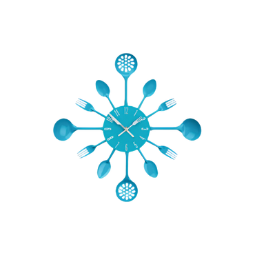 Maison by Premier Romero Blue Cutlery Wall Clock – 34cm Modern Kitchen Wall Clock with Fork & Spoon Design
