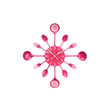 Maison by Premier Romero Pink Cutlery Wall Clock – 34cm Modern Kitchen Wall Clock with Fork & Spoon Design
